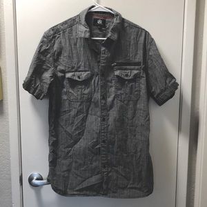 Rock & Republic Heather Gray Button-Up T-shirt
